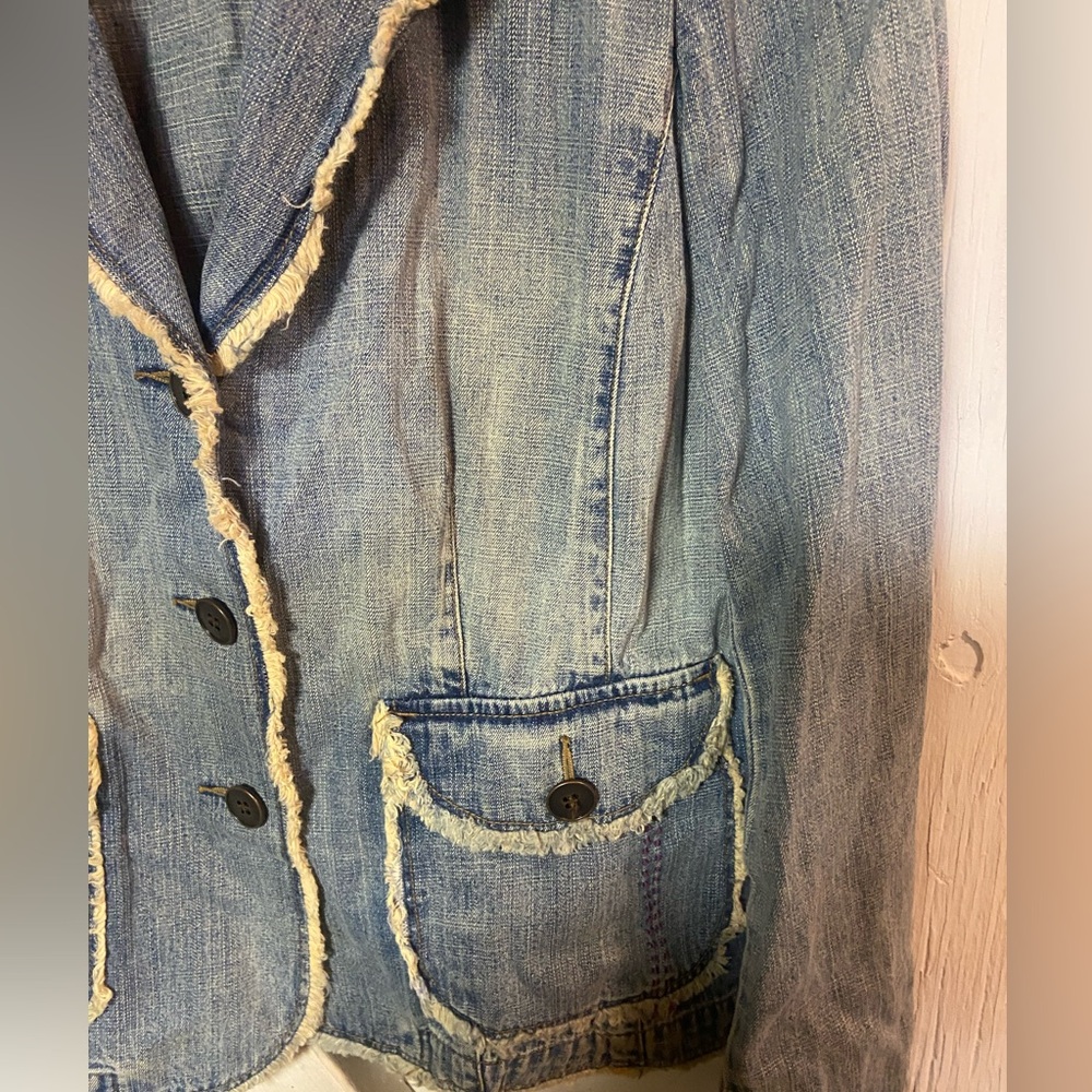 Sigrid Olsen Denim Distressed Buttoned Cotton Jea… - image 2